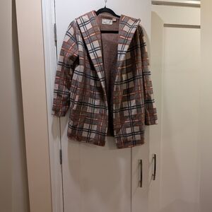 Anthropologie Field And Flower 100% Wool Hooded Cardigan,L (Fits Smaller)